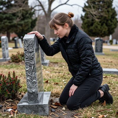 Woman Kneeling at Grave