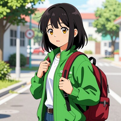 Anime girl with backpack