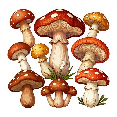 Cartoon Mushrooms Clipart