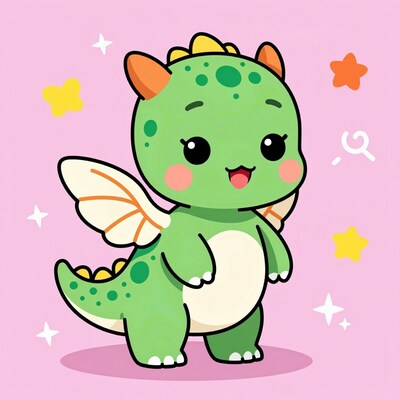 Cute Green Dragon Clipart
