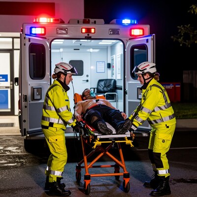 Female Paramedics Loading Patient into Ambulance
