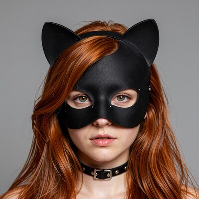 Woman in Cat Mask