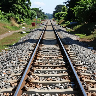 Railway Tracks Through Forest
