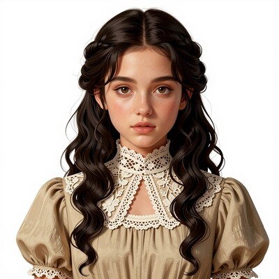 Young woman with dark wavy hair