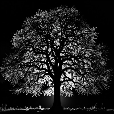 Silhouette Tree at Night