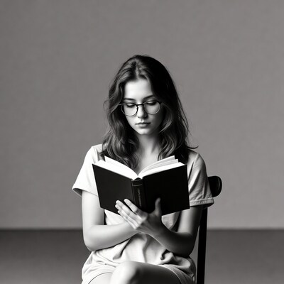Young woman reading book