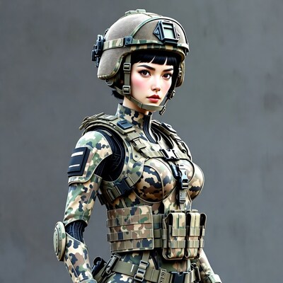 Female Soldier in Camouflage