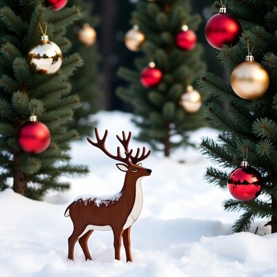 Wooden reindeer Christmas decoration