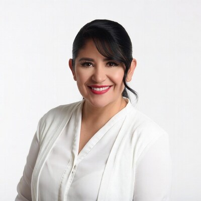 Smiling Latina Woman in White Blouse