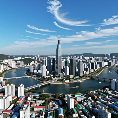 Pyongyang Skyline with Taedong River