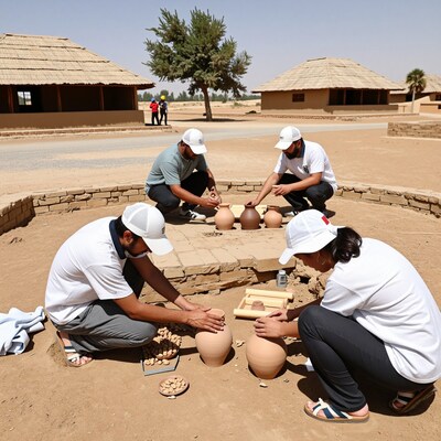 Archaeologists Examining Ancient Pottery