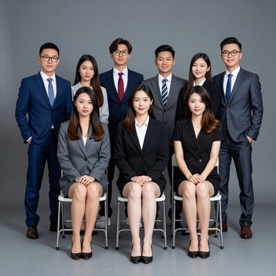 Asian business team group portrait