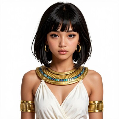 Asian woman in Egyptian queen costume