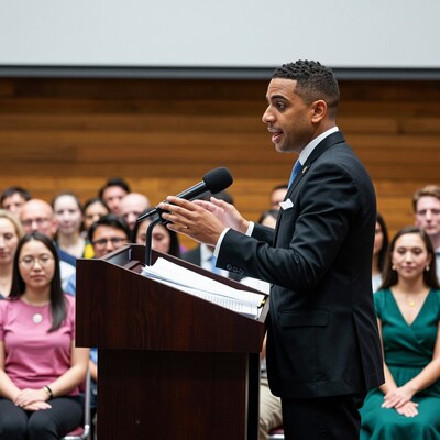 Man speaking at podium