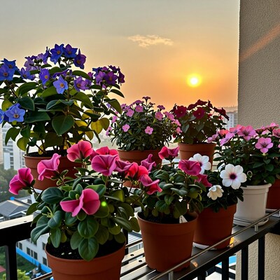 Balcony Flowers at Sunset