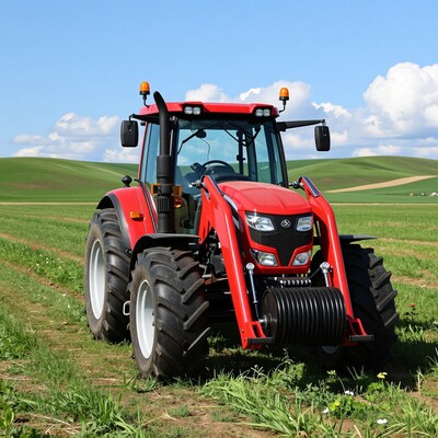 Red Tractor in Green Field