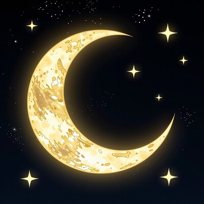 Golden Crescent Moon