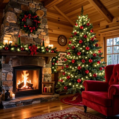 Cozy Christmas Cabin Interior