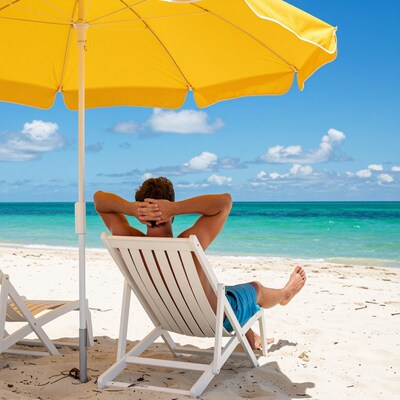 Man Relaxing on Beach