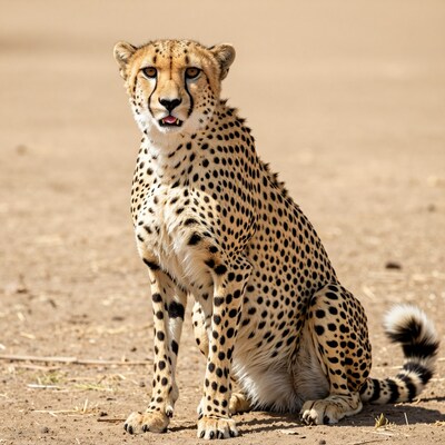 Cheetah Sitting in Savanna