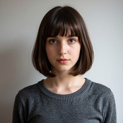 Woman with brown bob haircut