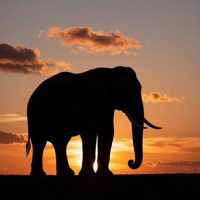 Elephant Silhouette at Sunset