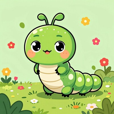 Cute Green Caterpillar