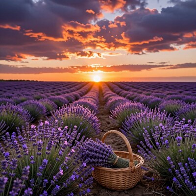 Lavender Field at Sunset