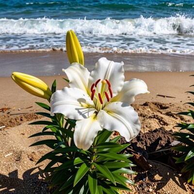 White Lily on Beach