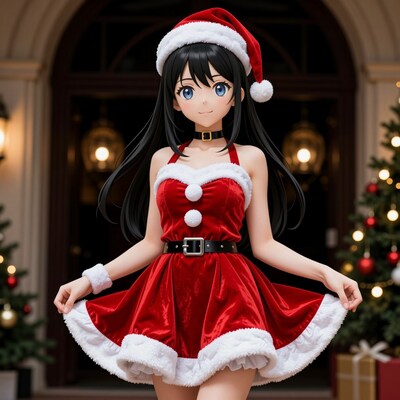 Anime Girl in Santa Dress