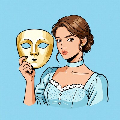 Woman Holding Theater Mask