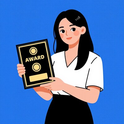 Woman Holding Award