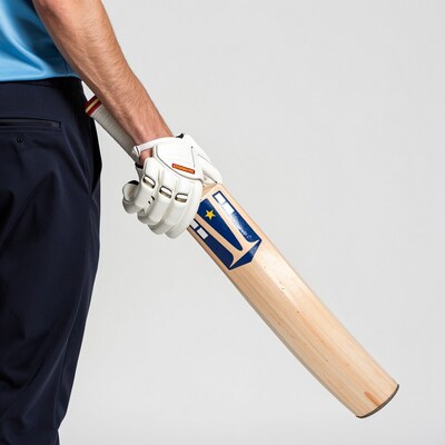 Cricket player holding bat