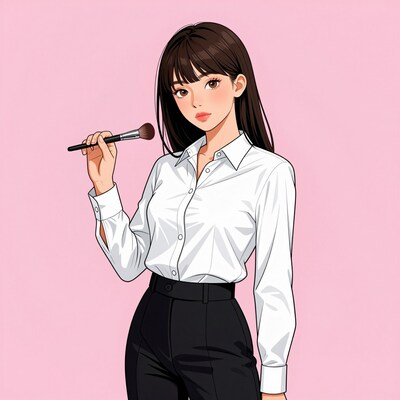 Woman with Makeup Brush