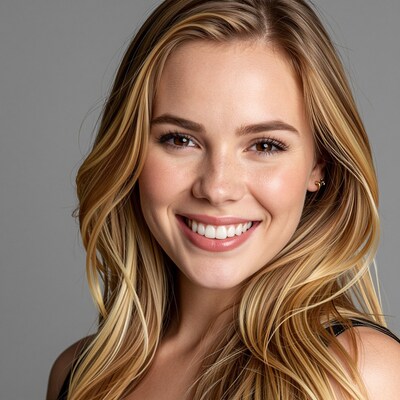 Smiling blonde woman portrait