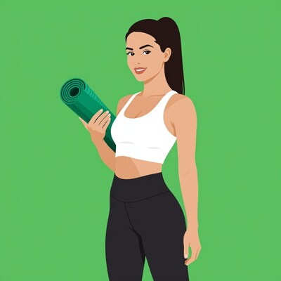 Woman with yoga mat