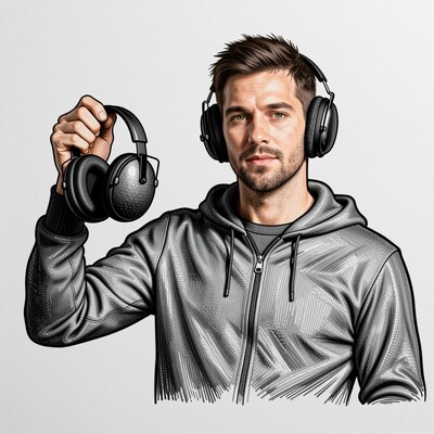 Man with headphones illustration