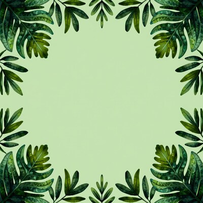 Tropical Green Leaves Frame