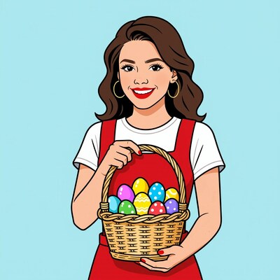 Woman with Easter egg basket