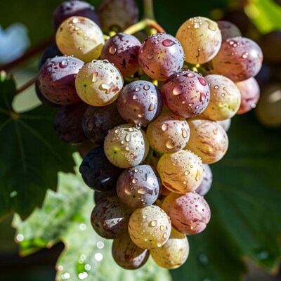 Fresh Grapes with Water Drops