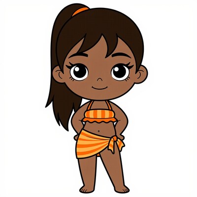 Cute Hawaiian Girl Cartoon