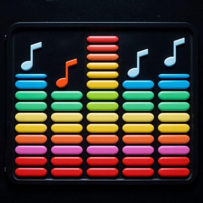 Colorful Music Notes Sound Bars