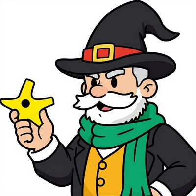 Cartoon Wizard Holding Star
