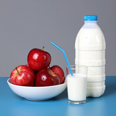 Red Apples Milk Glass Bottle