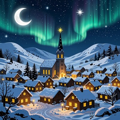 Christmas Village Aurora Borealis