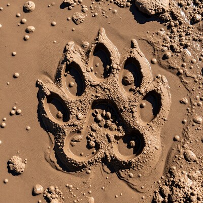 Bear paw print in mud