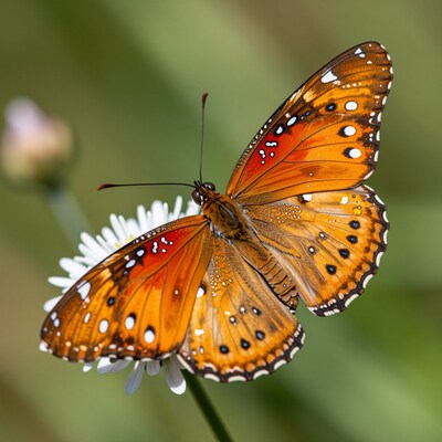 Orange Butterfly on Daisy