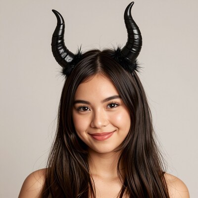 Woman with Devil Horns Headband