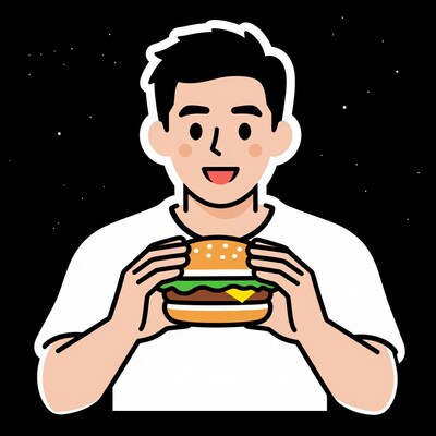 Man Eating Burger