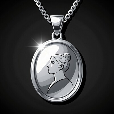 Woman Portrait Silver Locket Necklace